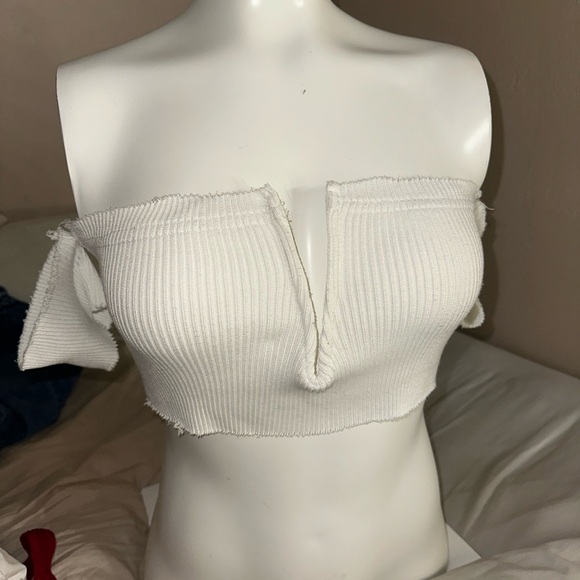 White Ribbed Top - Picture 4 of 5